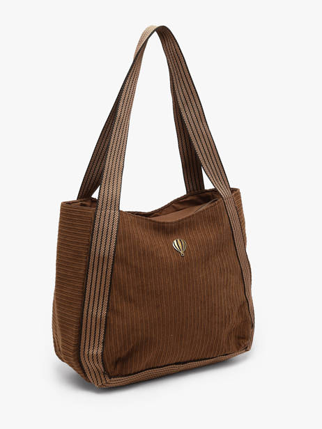 Schoudertas Velours Le voyage en panier Bruin velours AHP308 ander zicht 1