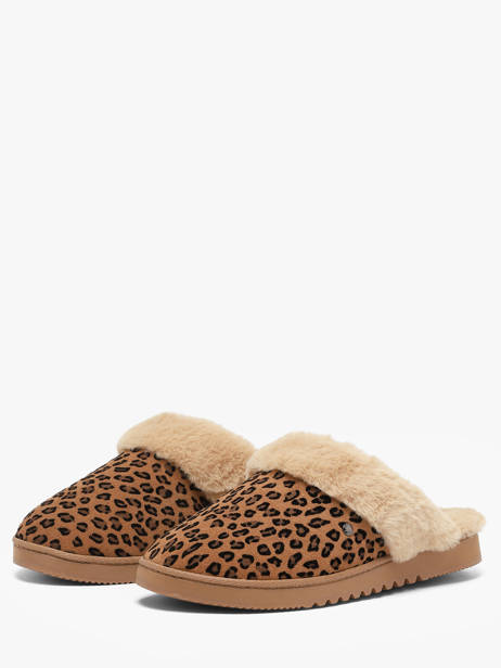 Pantoffels Uit Leder Isotoner Bruin women 97421 ander zicht 1