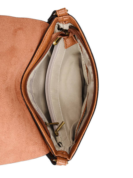 Cross Body Tas Vintage Flora & co Bruin grained F8044 ander zicht 2
