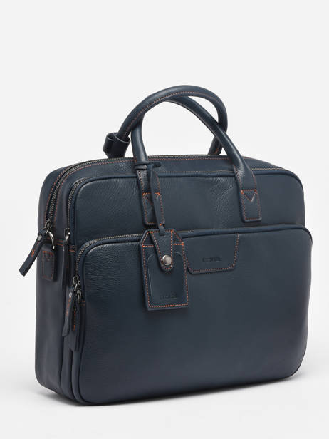Documententas 2 Compartimenten Foulonné Leder Etrier Blauw foulonne EFOU8152 ander zicht 2