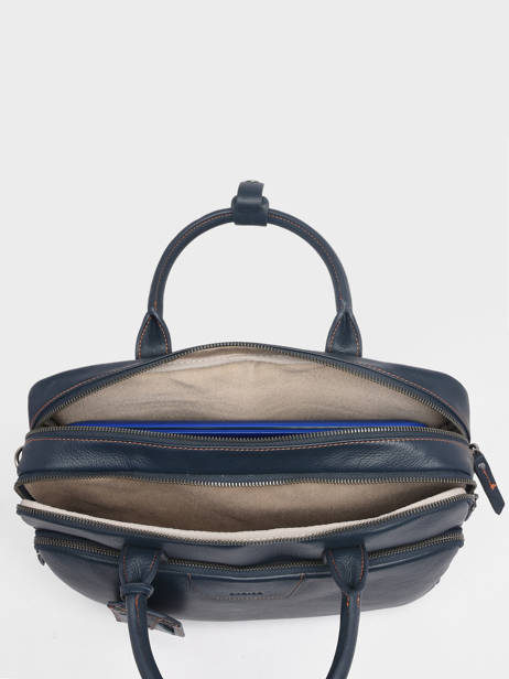 Documententas 2 Compartimenten Foulonné Leder Etrier Blauw foulonne EFOU8152 ander zicht 3