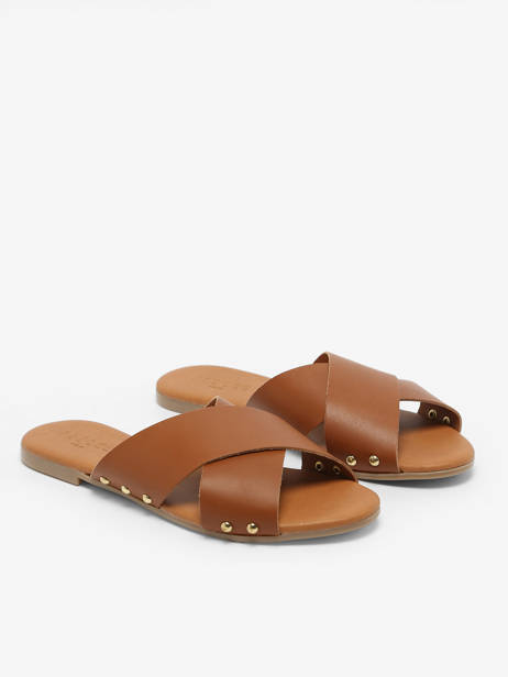 Slippers Uit Leder Pieces Bruin women 17136358 ander zicht 2