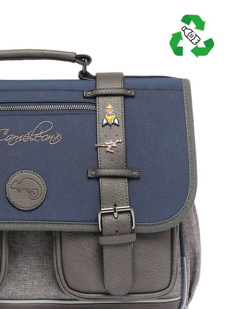 Boekentas 2 Compartimenten Cameleon Violet vintage pin's 28345-24 ander zicht 3